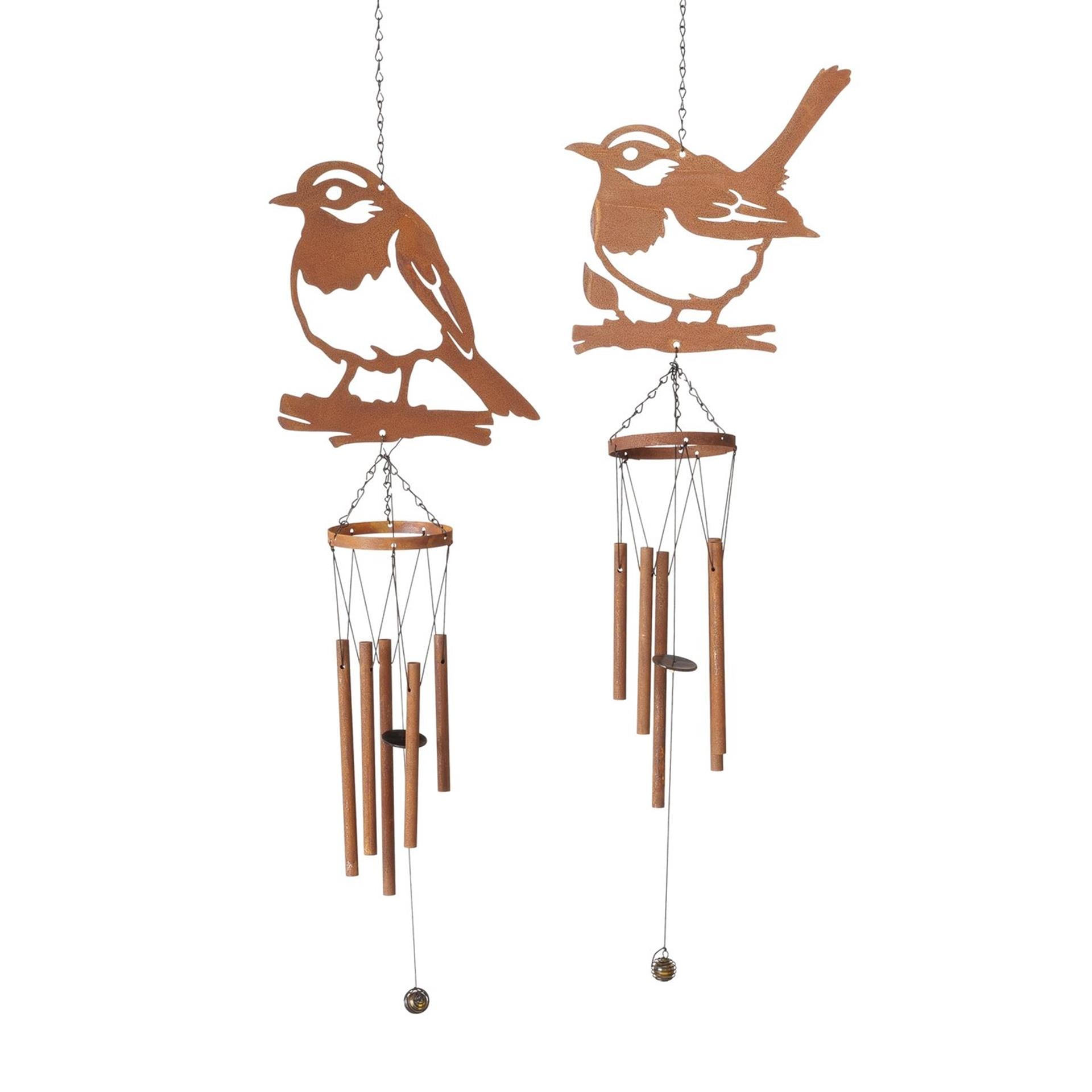 Boltze home carillon à vent oiseau métal 70cm 2 assortis