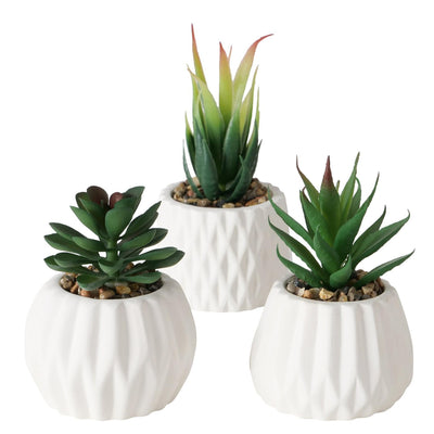 Boltze home plante artificielle succulente en pot blanc h15cm