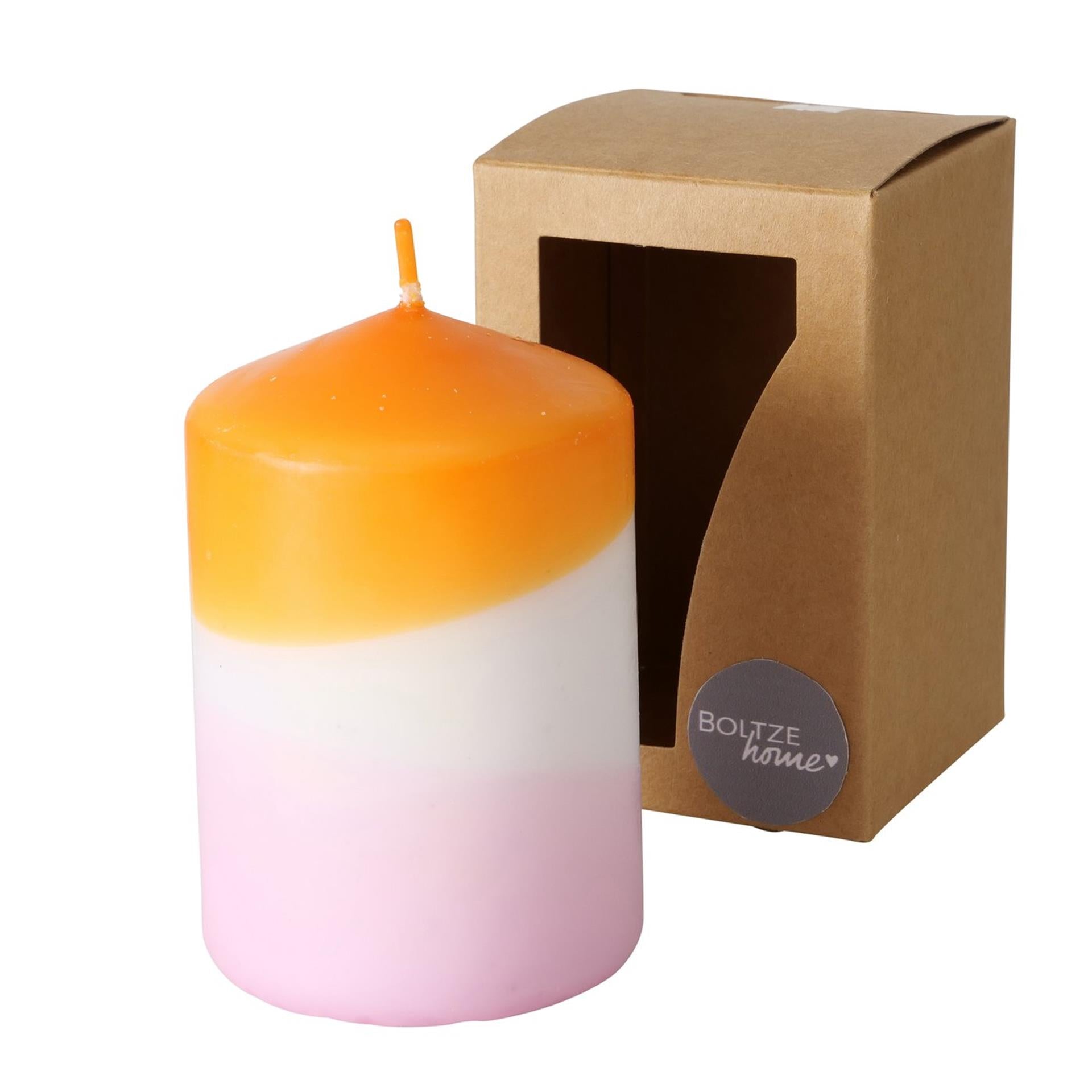 Boltze home bougie splash dip dye h9cm orange lilas