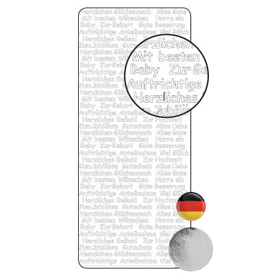 Vaessen creative • autocollant 10x23cm 10pcs argent divers textes allemands