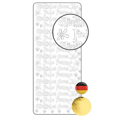 Vaessen creative • autocollant 10x23cm 10pcs or divers textes allemands
