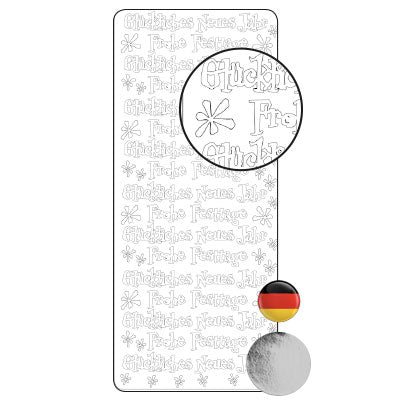 Vaessen creative • autocollant 10x23cm 10pcs argent divers textes allemands