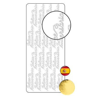 Vaessen creative • autocollant 10x23cm 10pcs or anniversaire feliz