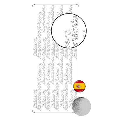 Vaessen creative • autocollant 10x23cm 10pcs argent anniversaire feliz