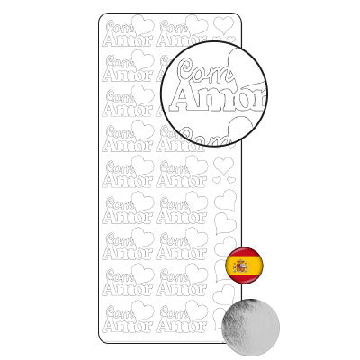Vaessen creative • autocollant 10x23cm 10pcs argent avec amour