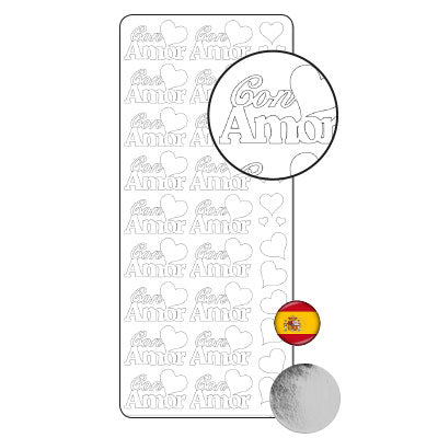 Vaessen creative • autocollant 10x23cm 10pcs argent avec amour
