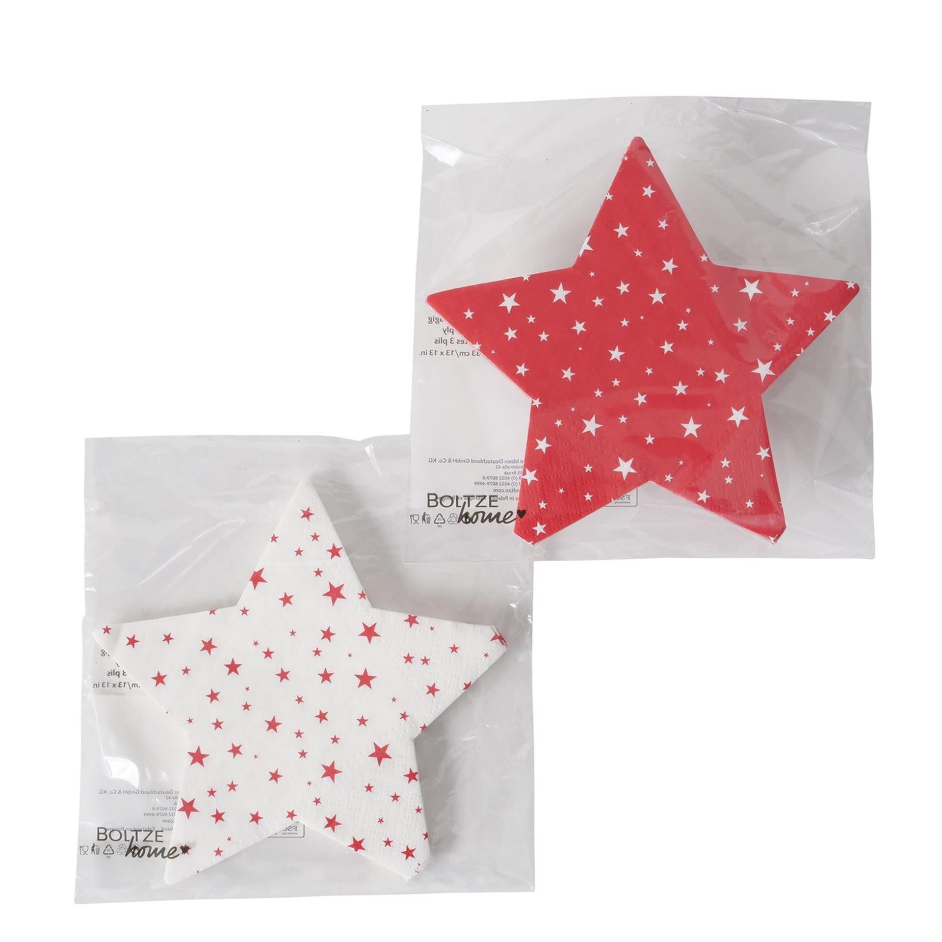 Boltze home serviettes en forme d'étoile rouge blanc 12 pièces