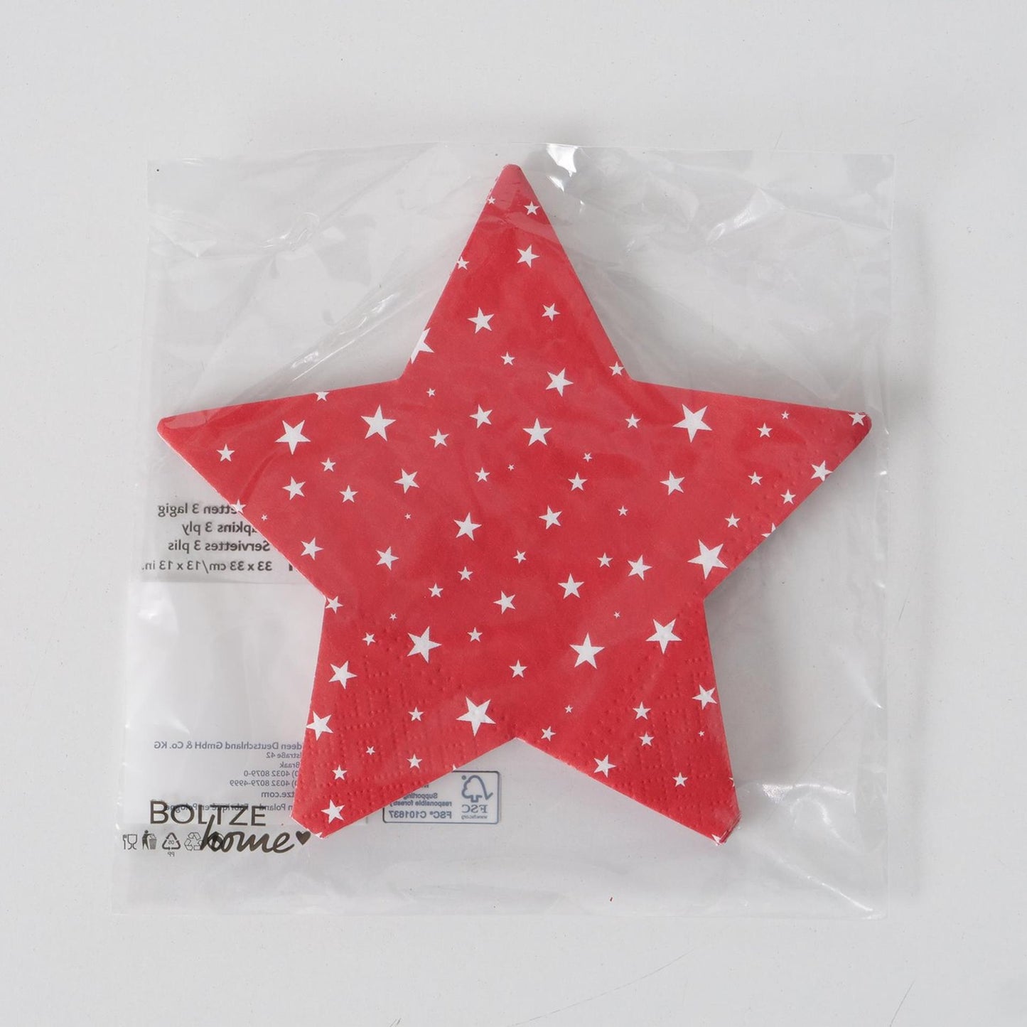 Boltze home serviettes en forme d'étoile rouge blanc 12 pièces