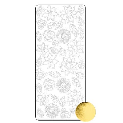 Vaessen creative • autocollant 10x23cm 10pcs feuille de fleur d'or