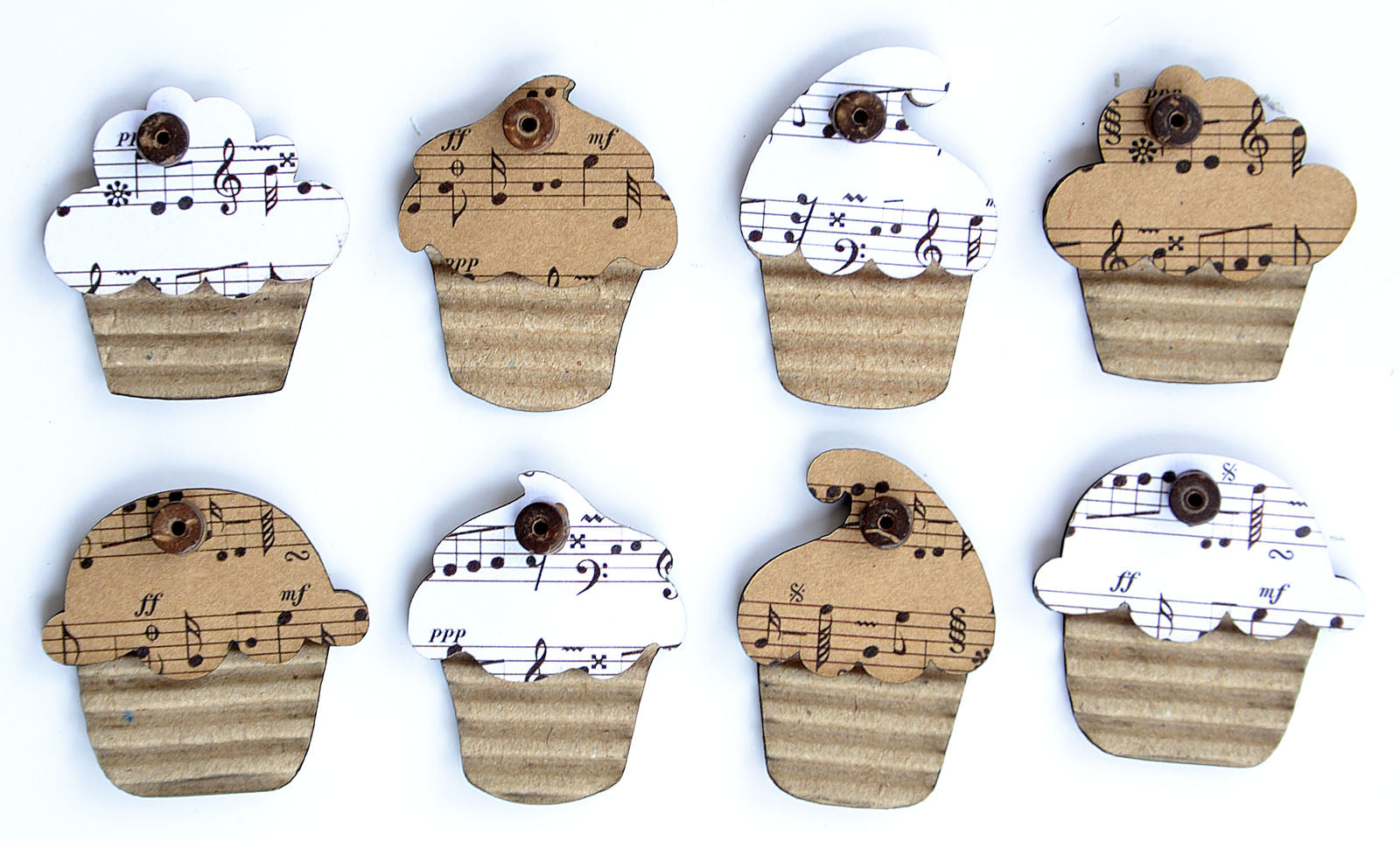 Vaessen creative • éléments créatifs cupcakes kraft imprimés ondulés 8pcs