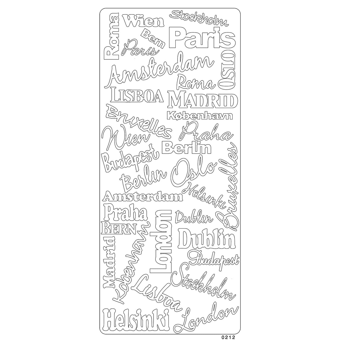 Vaessen creative • autocollant 10x23cm 10pcs argent divers textes avec majuscules