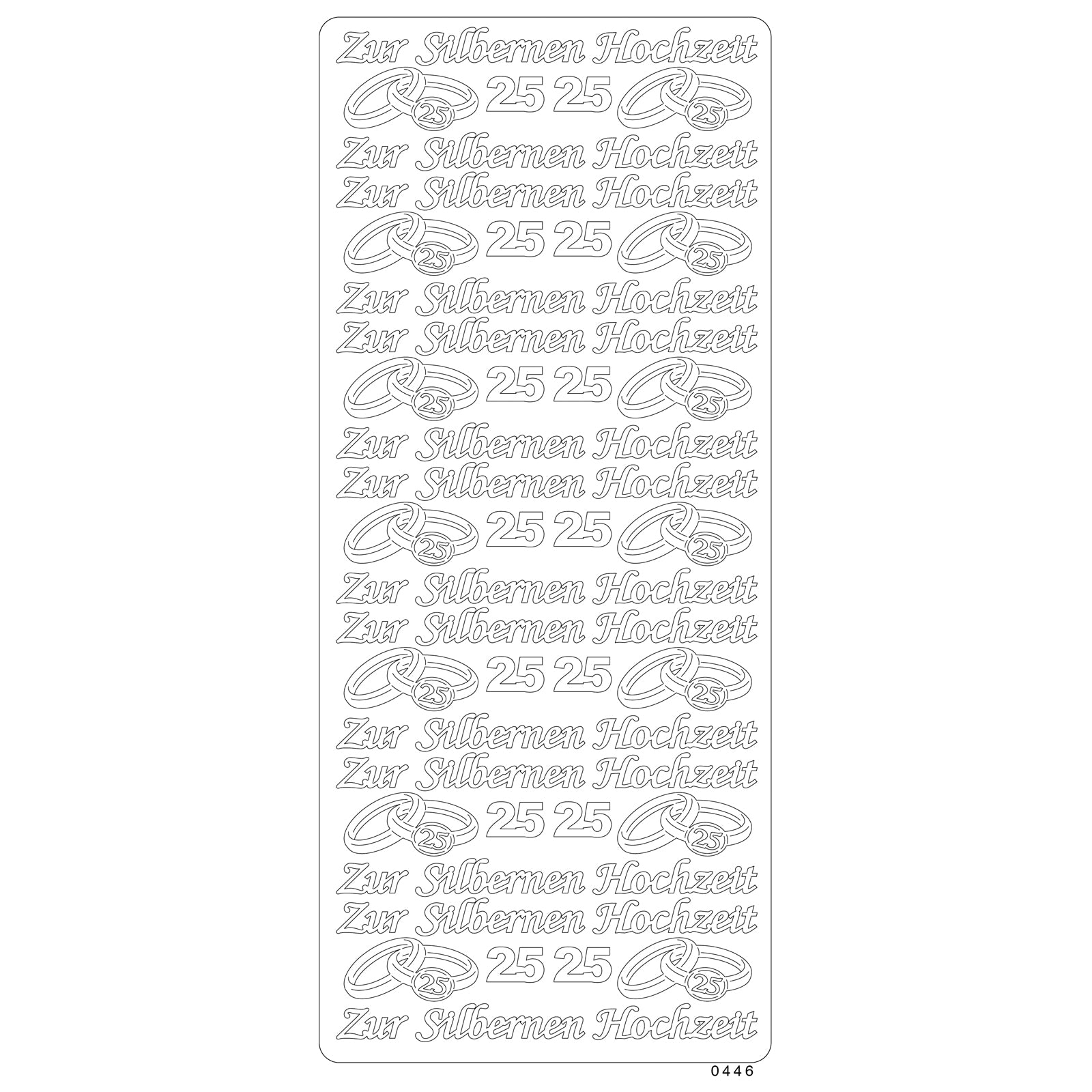 Vaessen creative • autocollant 10x23cm 10pcs or finition argent