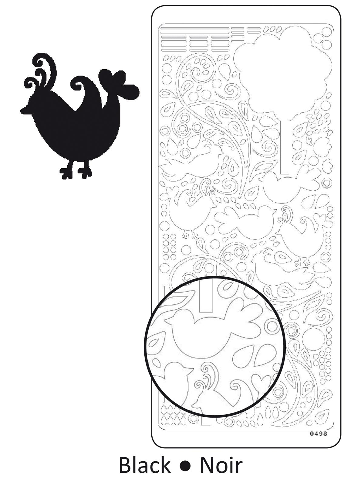 Vaessen creative • autocollant 10x23cm x10 oiseaux noirs et griffonnages