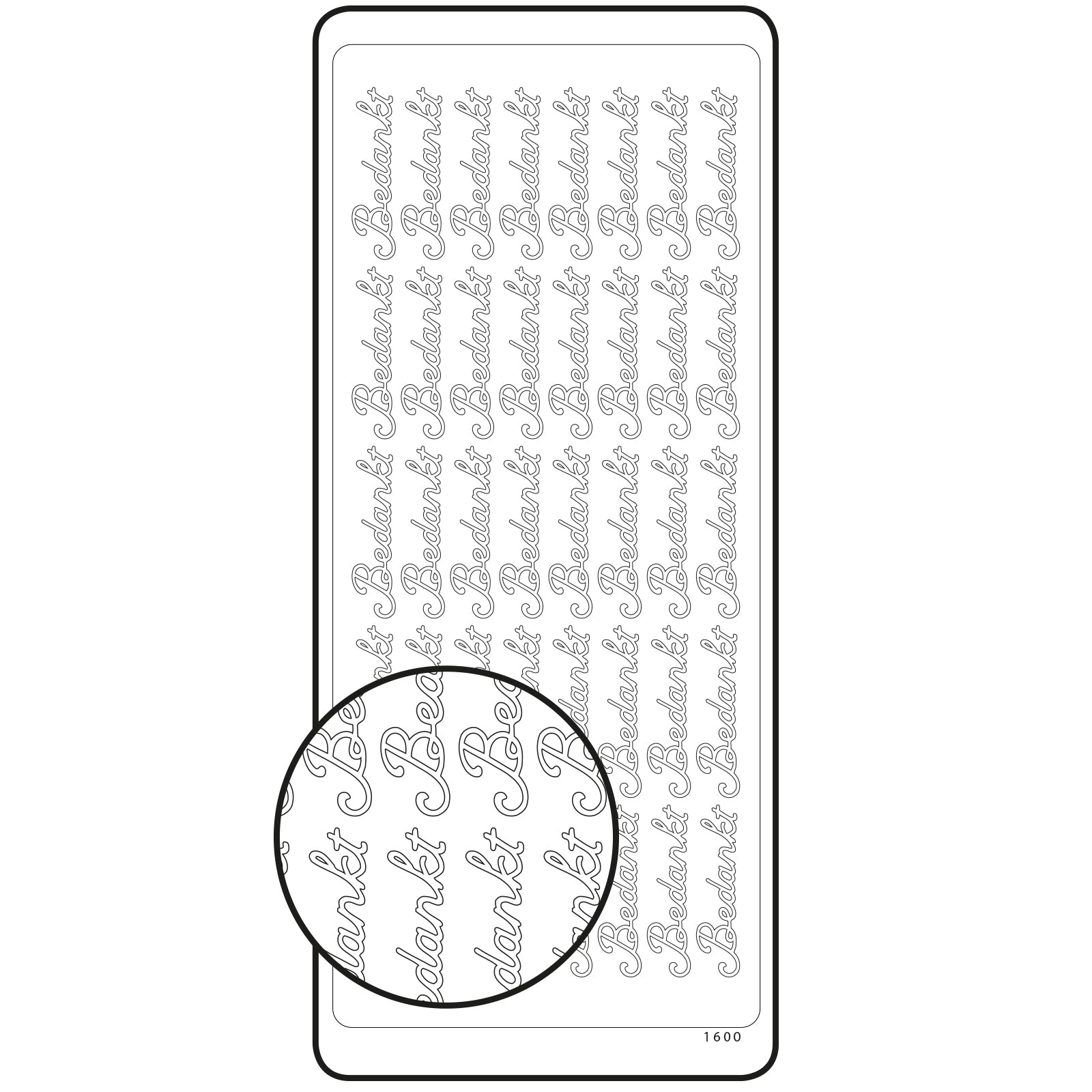 Vaessen creative • autocollant 10x23cm 10pcs argent merci
