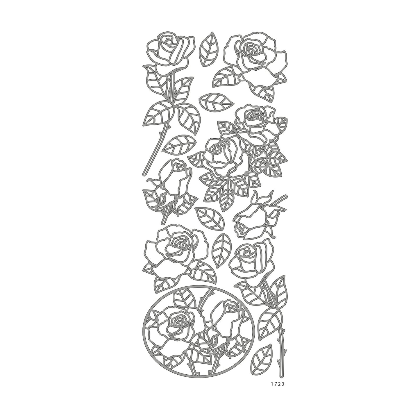 Vaessen creative • autocollant 10x23cm 10pcs fleurs argentées