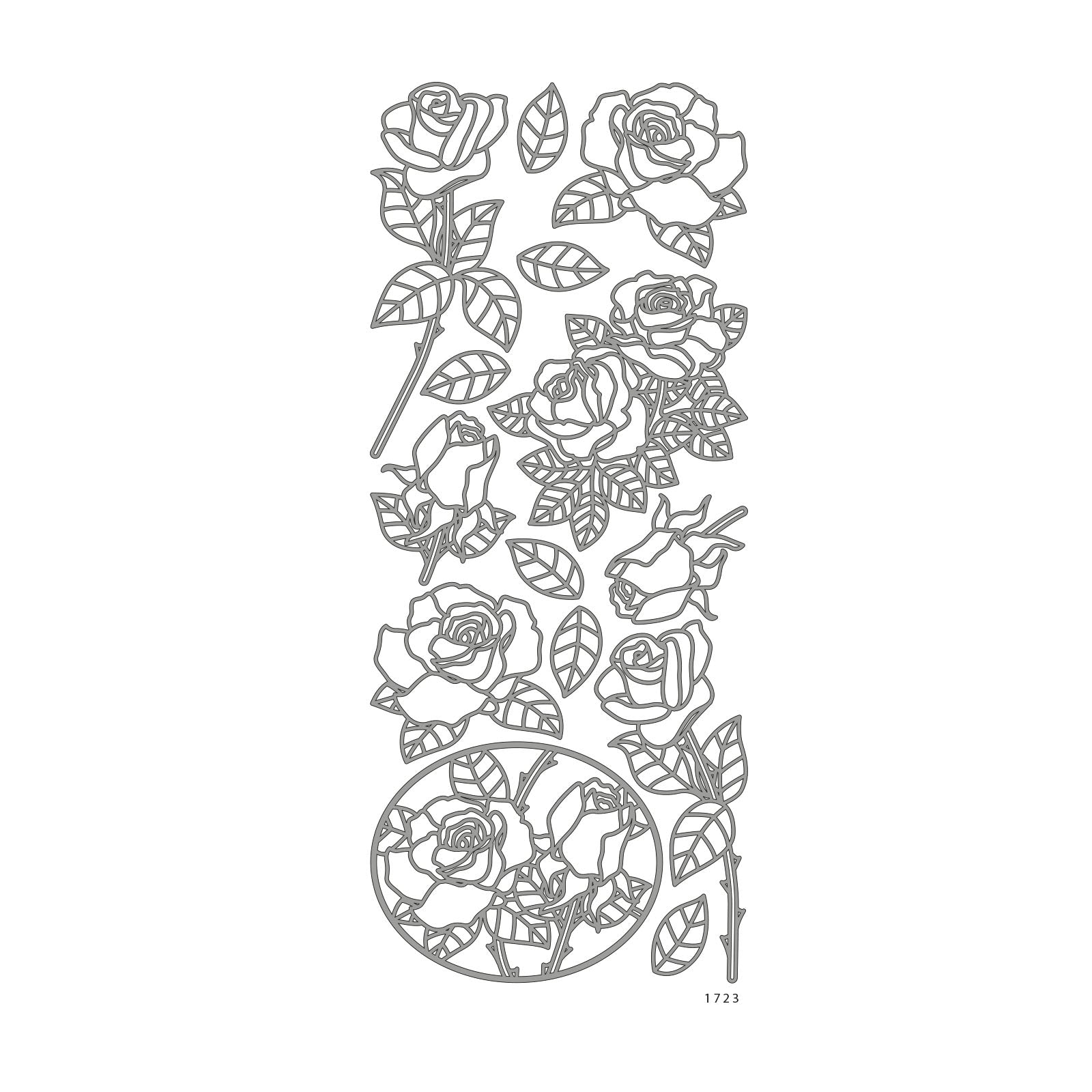 Vaessen creative • autocollant 10x23cm 10pcs fleurs argentées