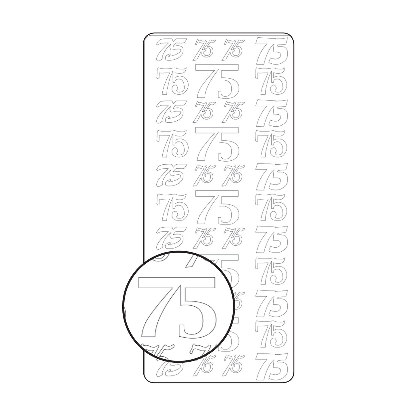 Vaessen creative • autocollant 10x23cm 10pcs argent numéro 75