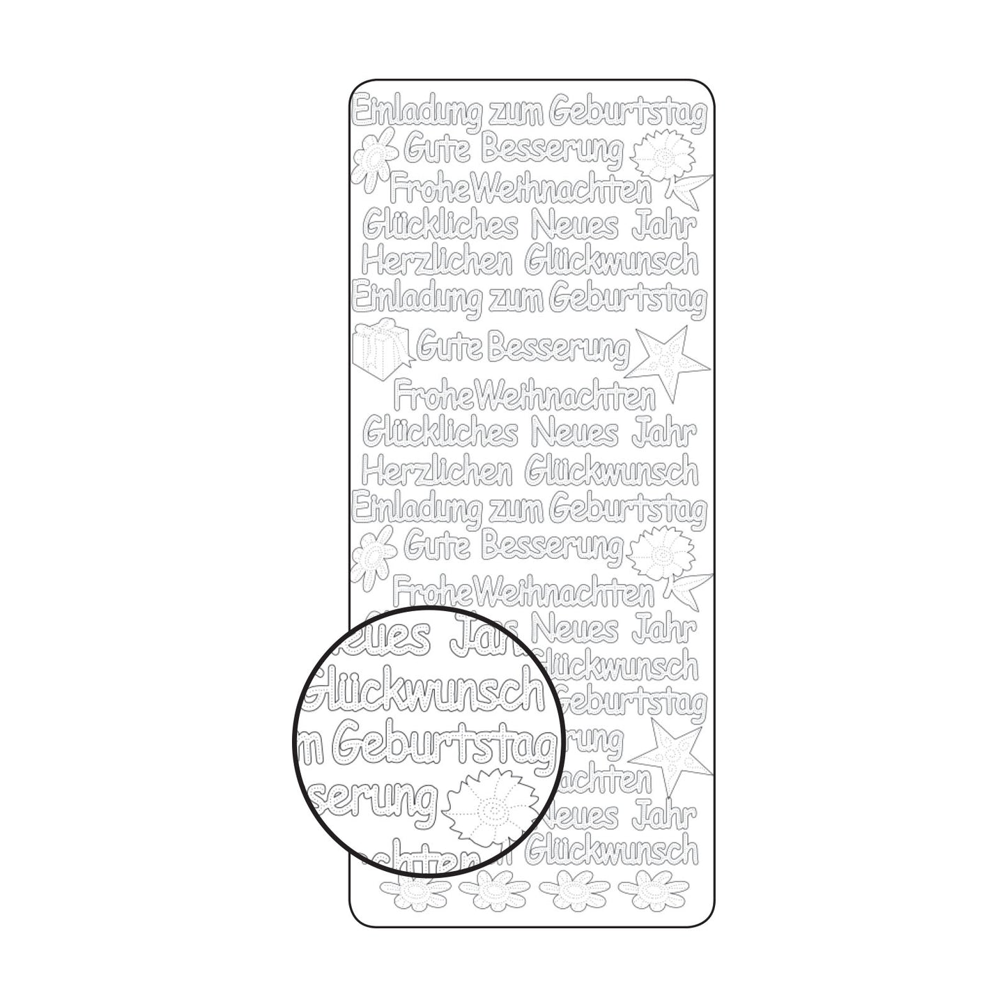 Vaessen creative • autocollant 10x23cm 10pcs argent divers textes allemands