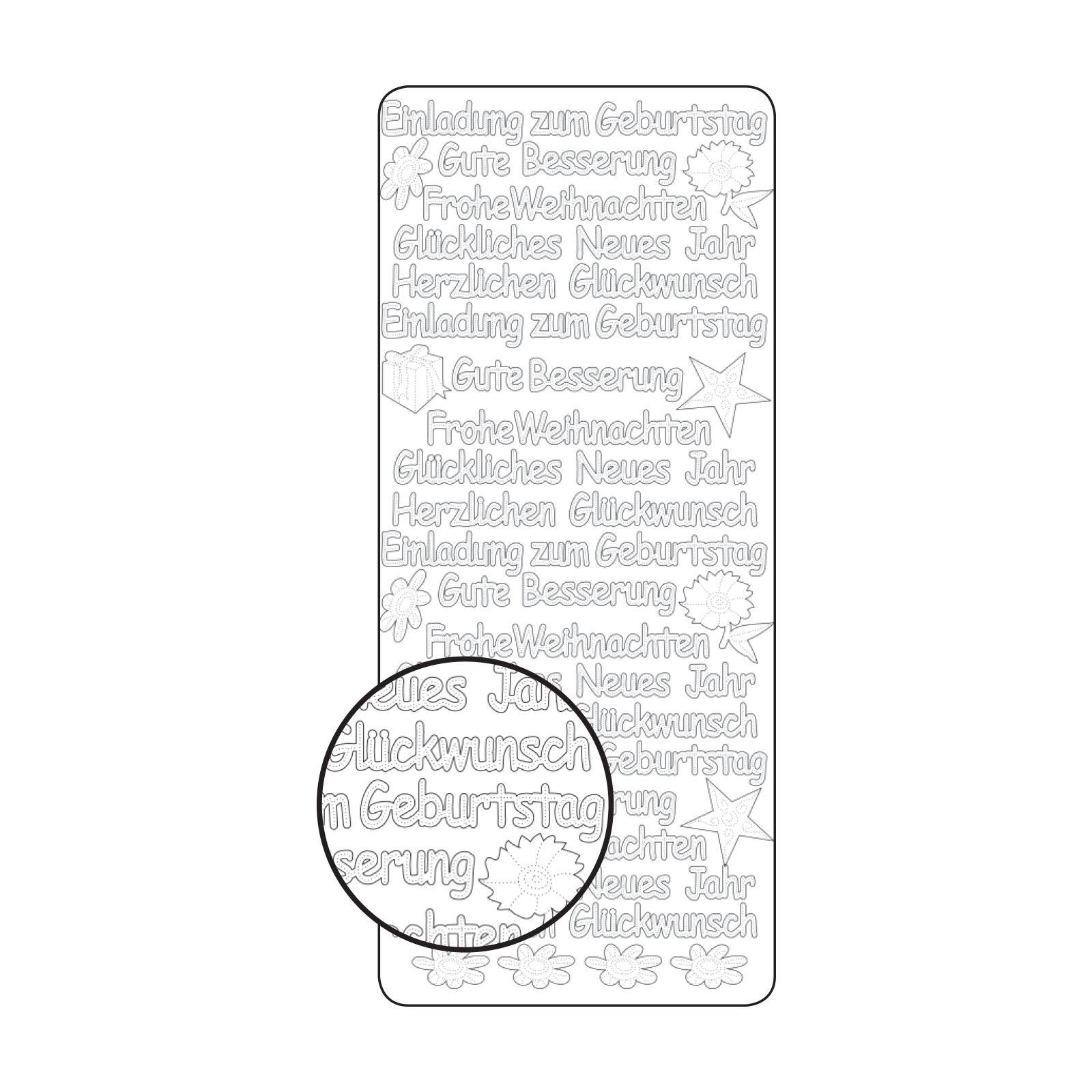 Vaessen creative • autocollant 10x23cm 10pcs argent divers textes allemands