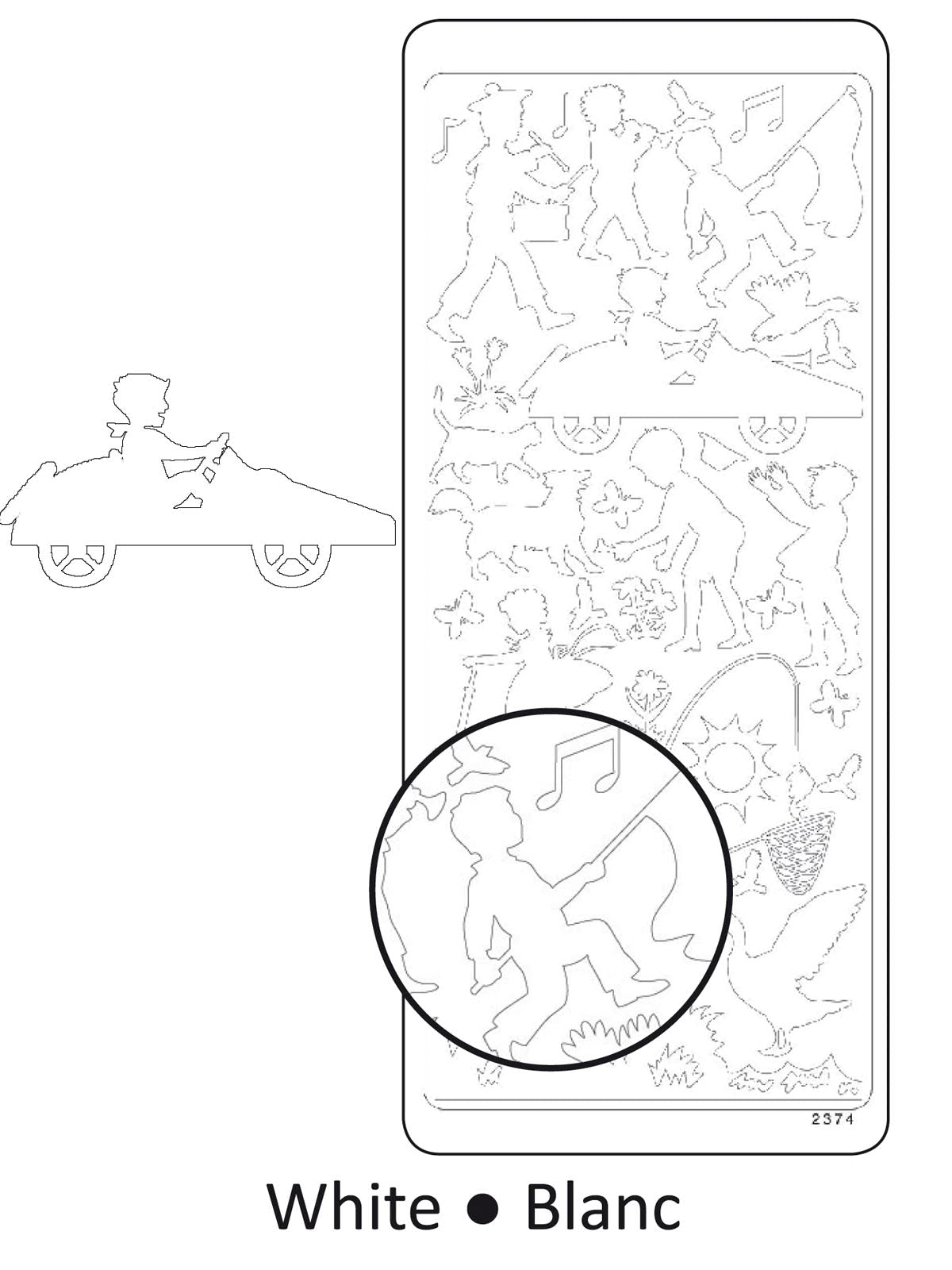 Vaessen creative • autocollant 10x23cm 10pcs silhouette blanche avec enfants 1