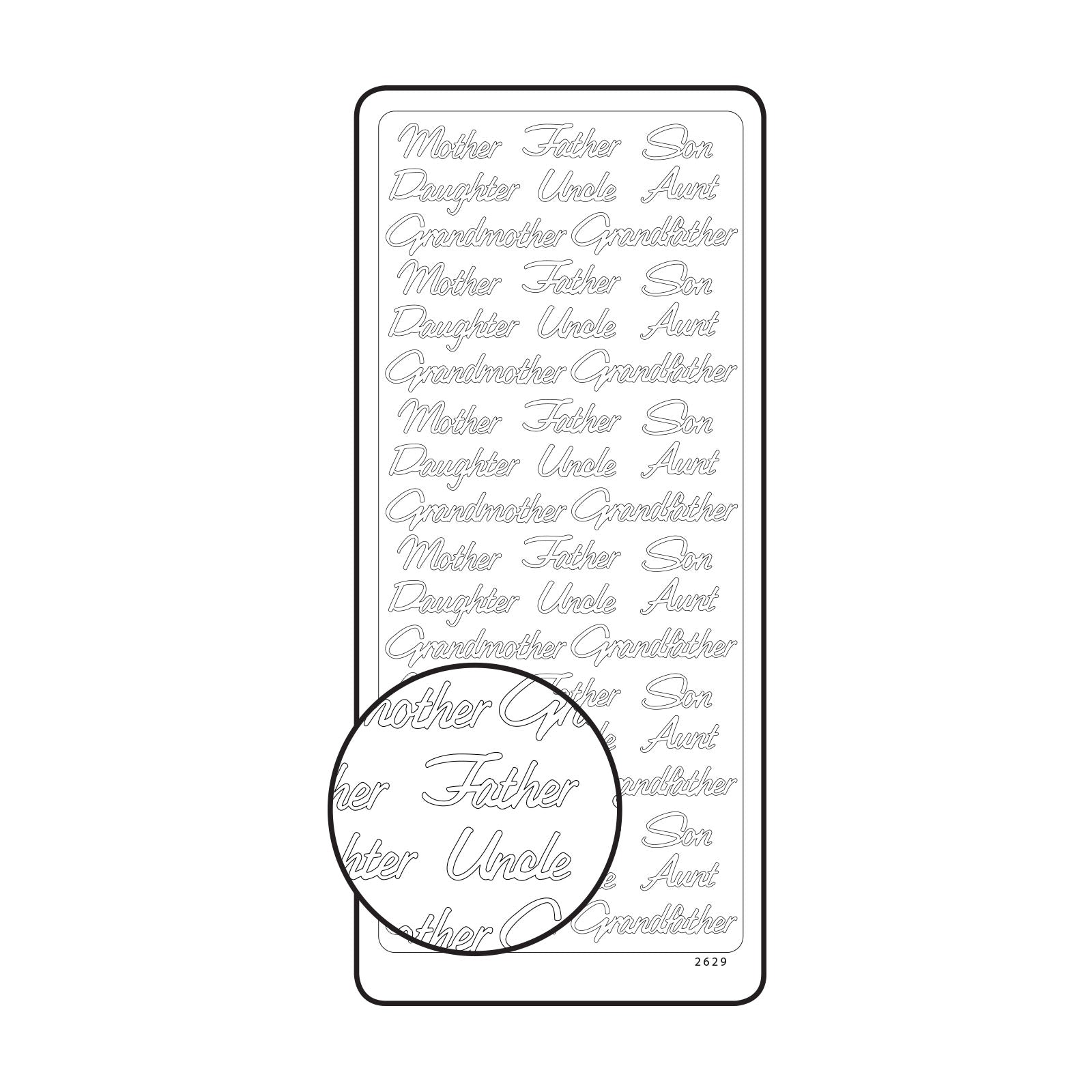 Vaessen creative • autocollant 10x23cm 10pcs argent divers textes anglais