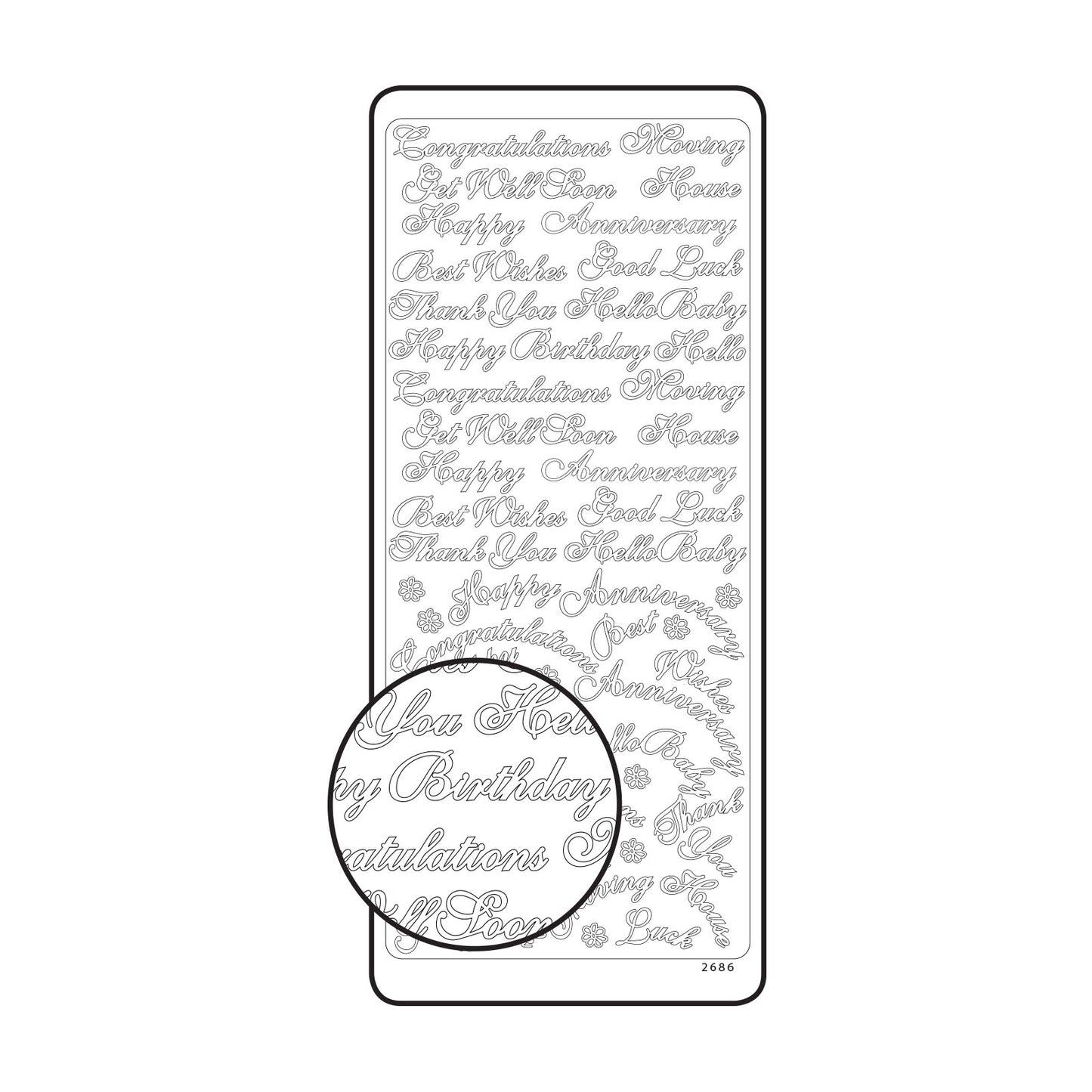 Vaessen creative • autocollant 10x23cm 10pcs argent divers textes anglais
