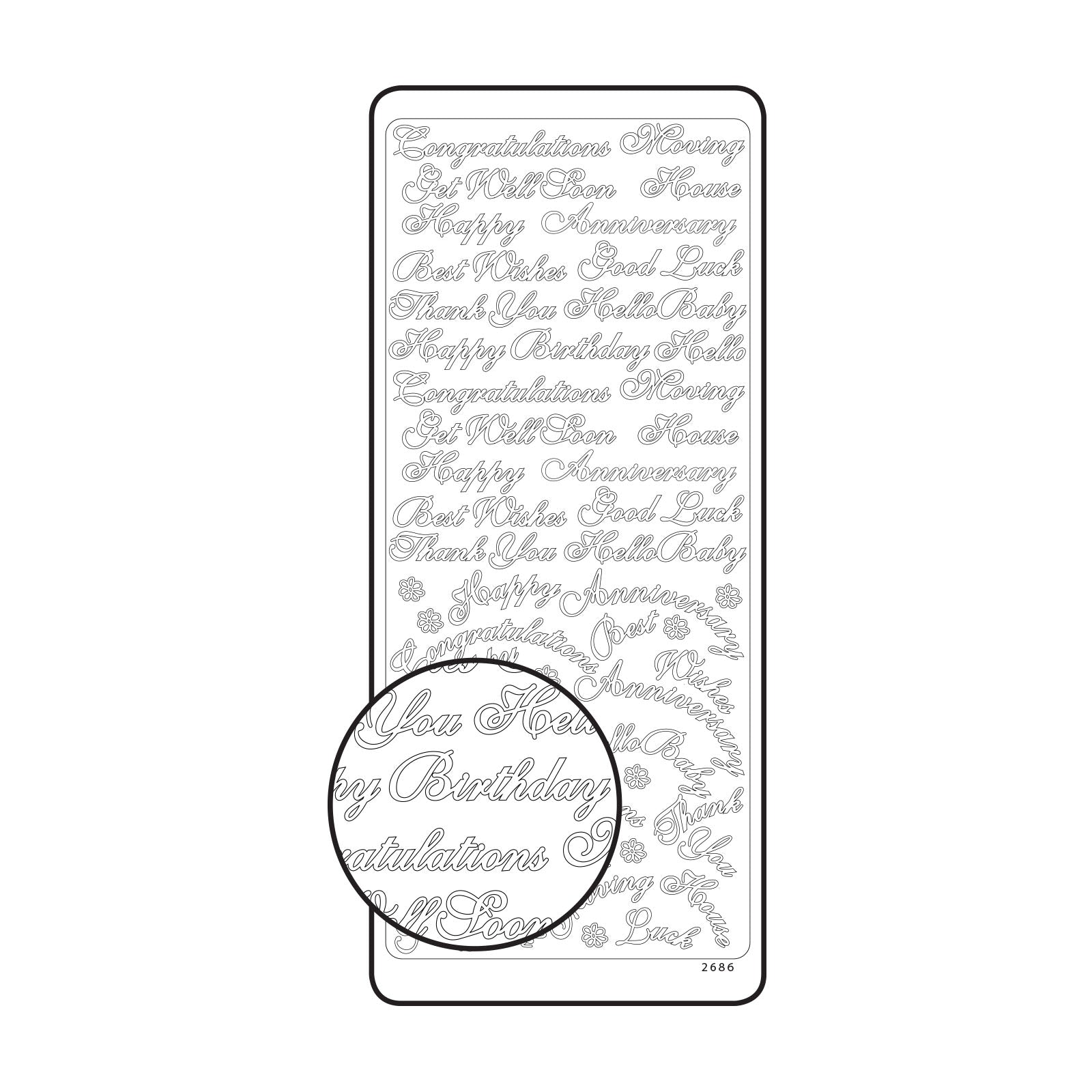 Vaessen creative • autocollant 10x23cm 10pcs argent divers textes anglais