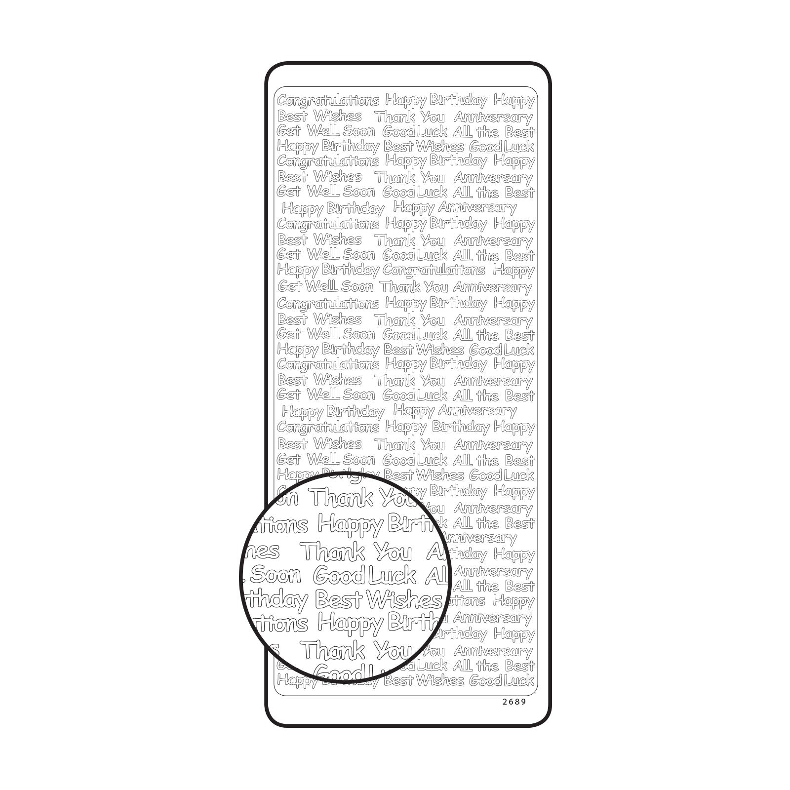 Vaessen creative • autocollant 10x23cm 10pcs or divers textes anglais