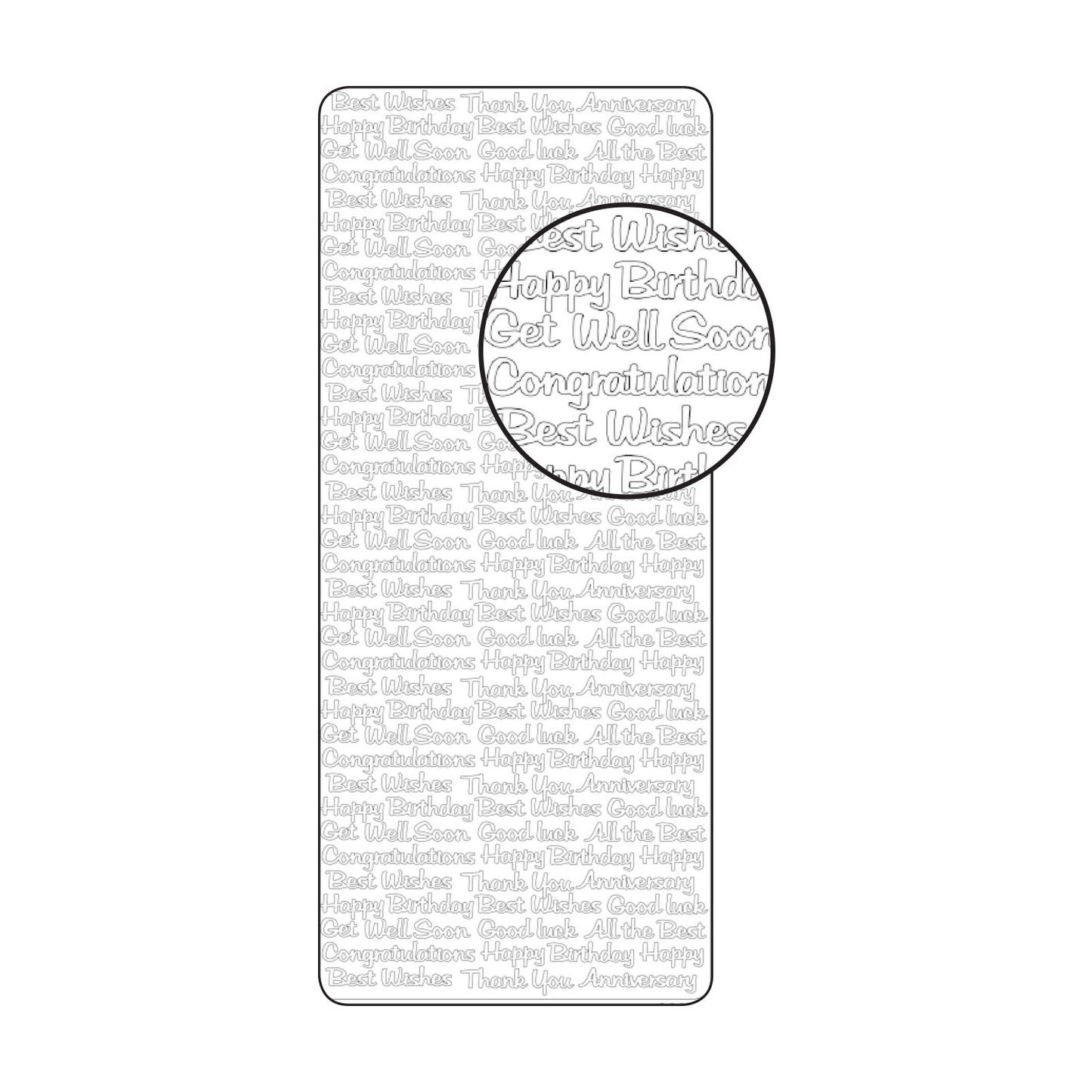 Vaessen creative • autocollant 10x23cm 10pcs argent divers textes anglais