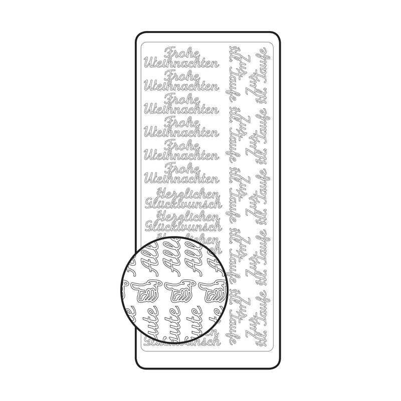Vaessen creative • autocollant 10x23cm 10pcs argent divers textes allemands