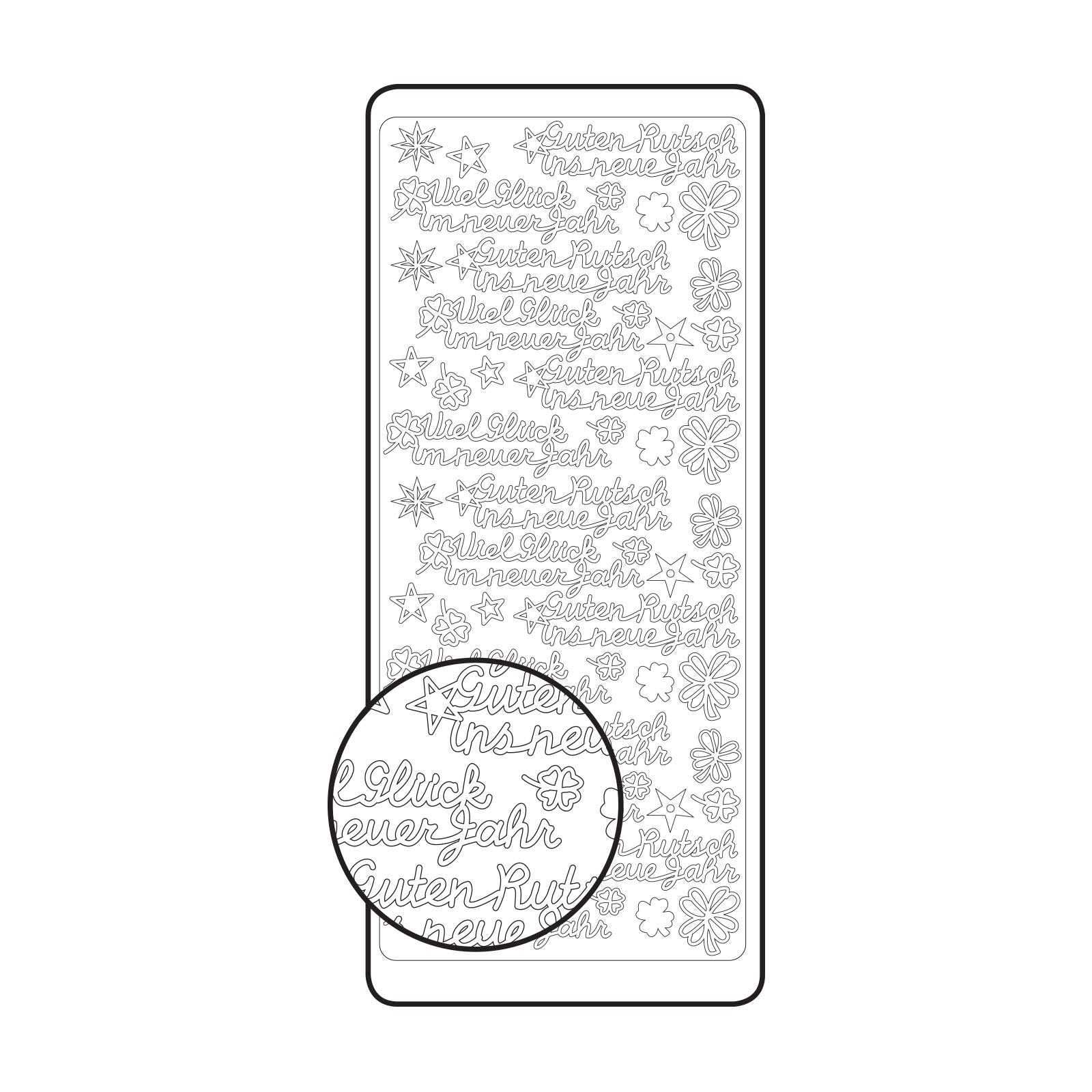 Vaessen creative • autocollant 10x23cm 10pcs argent divers textes allemands