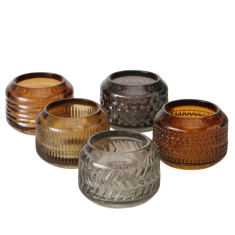 Boltze home photophore verre nuances marron 6x8cm