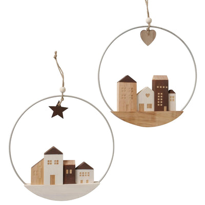 Suspension décorative Boltze avec maisons dia 25cm