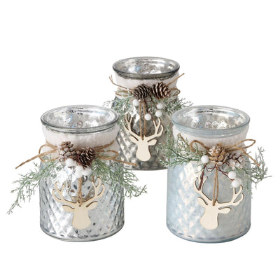 Boltze home photophore en verre avec déco de Noël h16cm