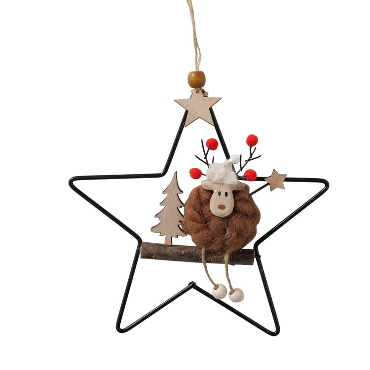 Boltze home Suspension de Noël cerf en étoile métal h18cm