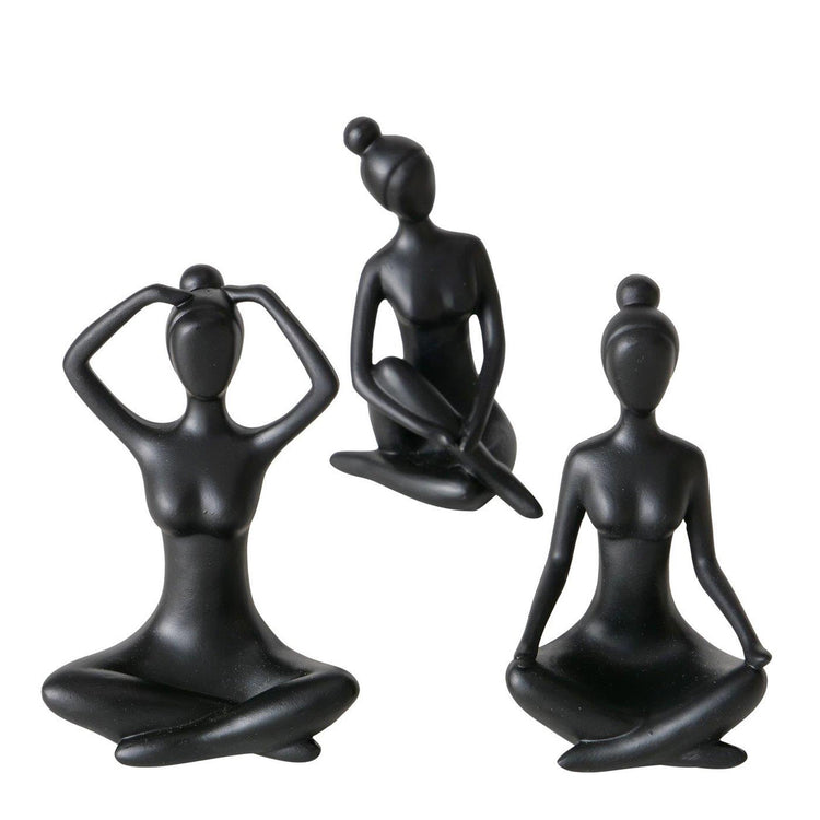 Boltze maison statue yoga femme céramique noire h10cm