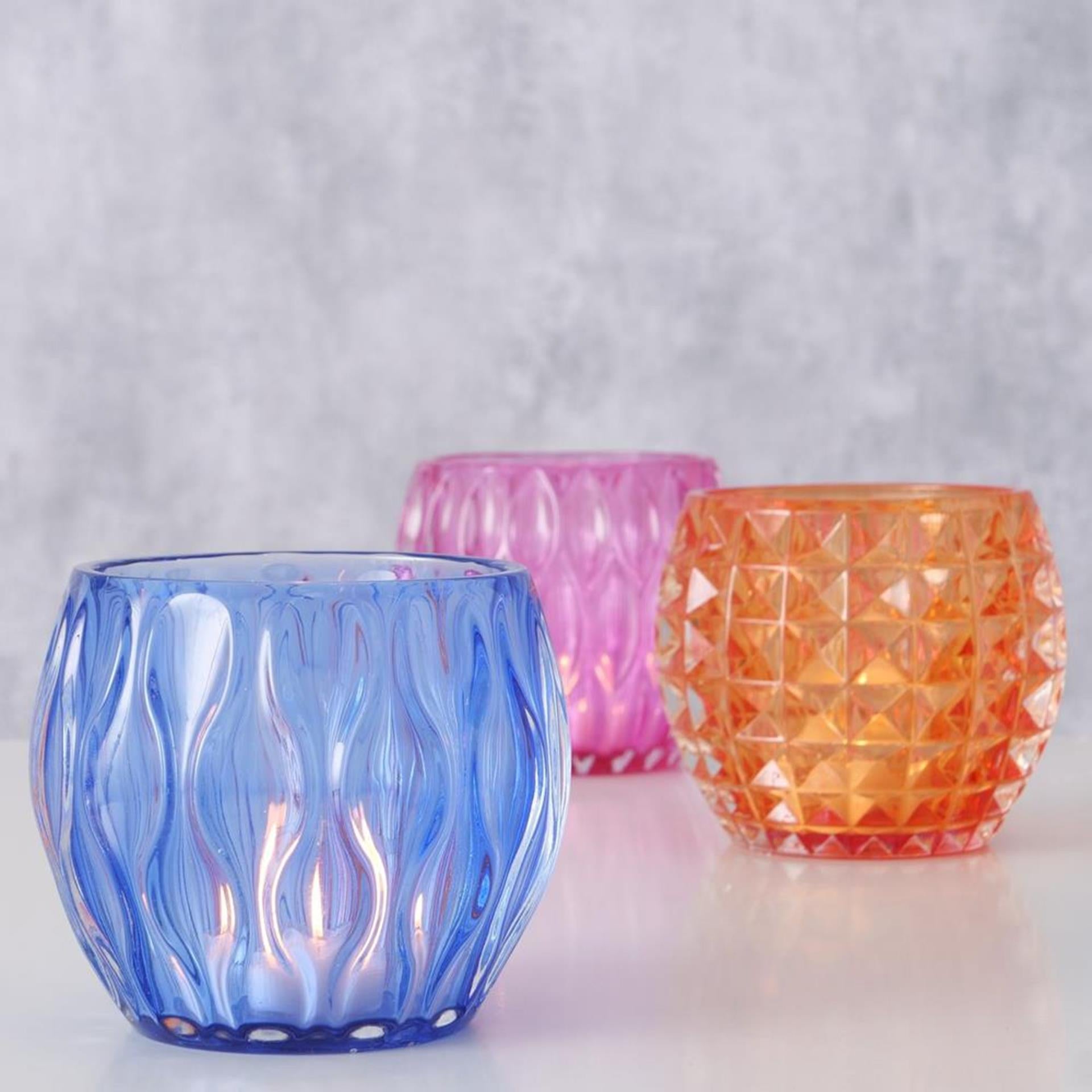 Boltze home photophore verre h8,5cm 3 assortis