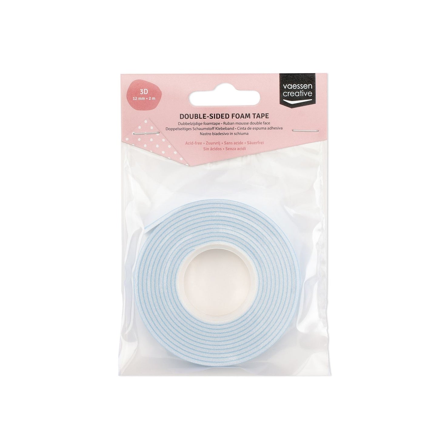 Vaessen creative • ruban mousse double face 2mmx12mm 2m blanc