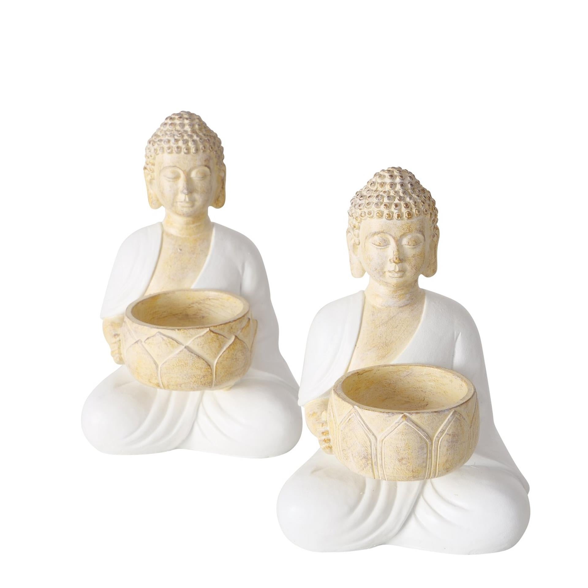 Boltze home photophore bouddha h15cm 2 assortis