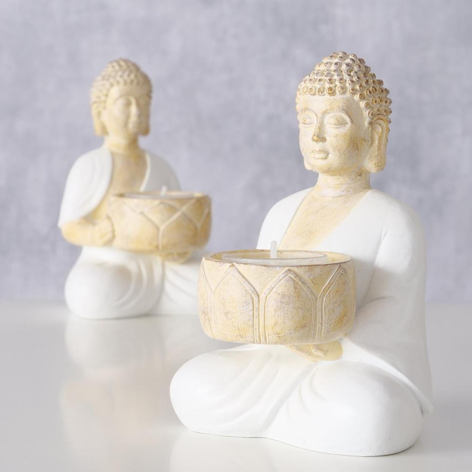 Boltze home photophore bouddha h15cm 2 assortis