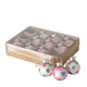 Boltze home Boule de Noël mini verre rose-blanc 12 pièces