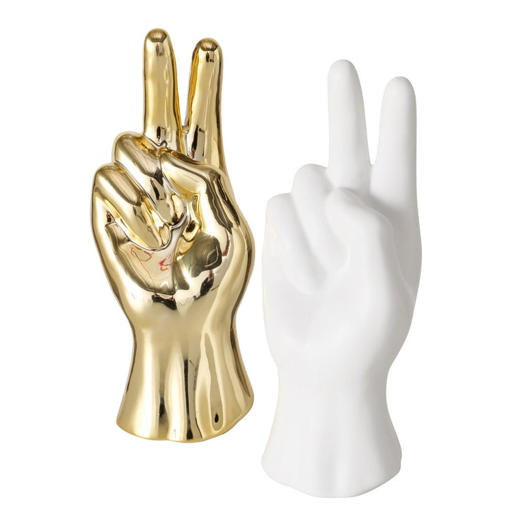 Boltze home statue main h19cm or ou blanc