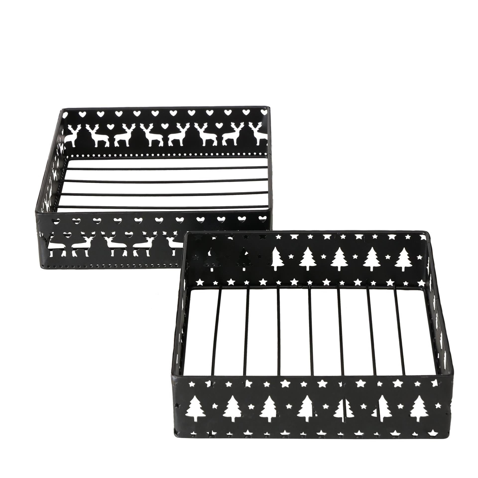 Boltze home porte-serviettes en métal noir avec décor de Noël