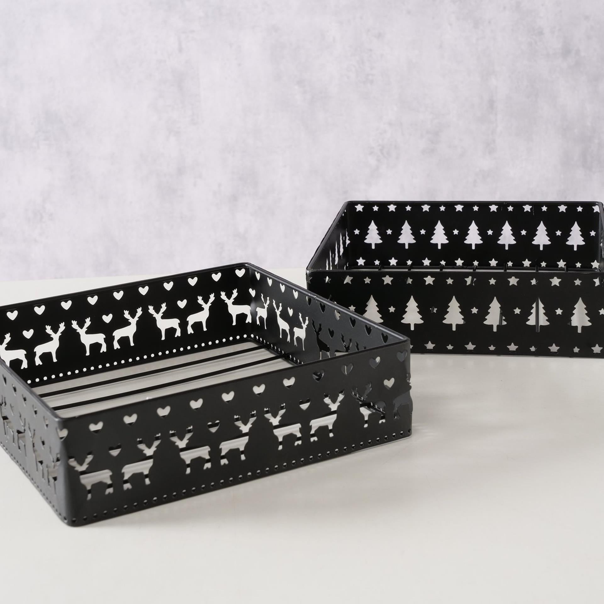 Boltze home porte-serviettes en métal noir avec décor de Noël