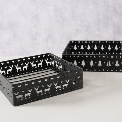 Boltze home porte-serviettes en métal noir avec décor de Noël