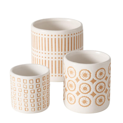 Boltze home ensemble de pots de fleurs 3 pièces en faïence avec impression