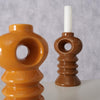 Boltze home bougeoir faïence h14cm orange marron