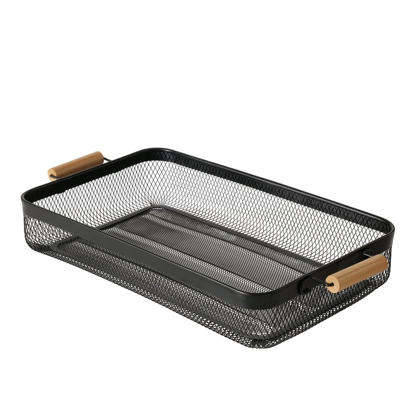 Boltze home plateau métal bois noir 51x27x8cm