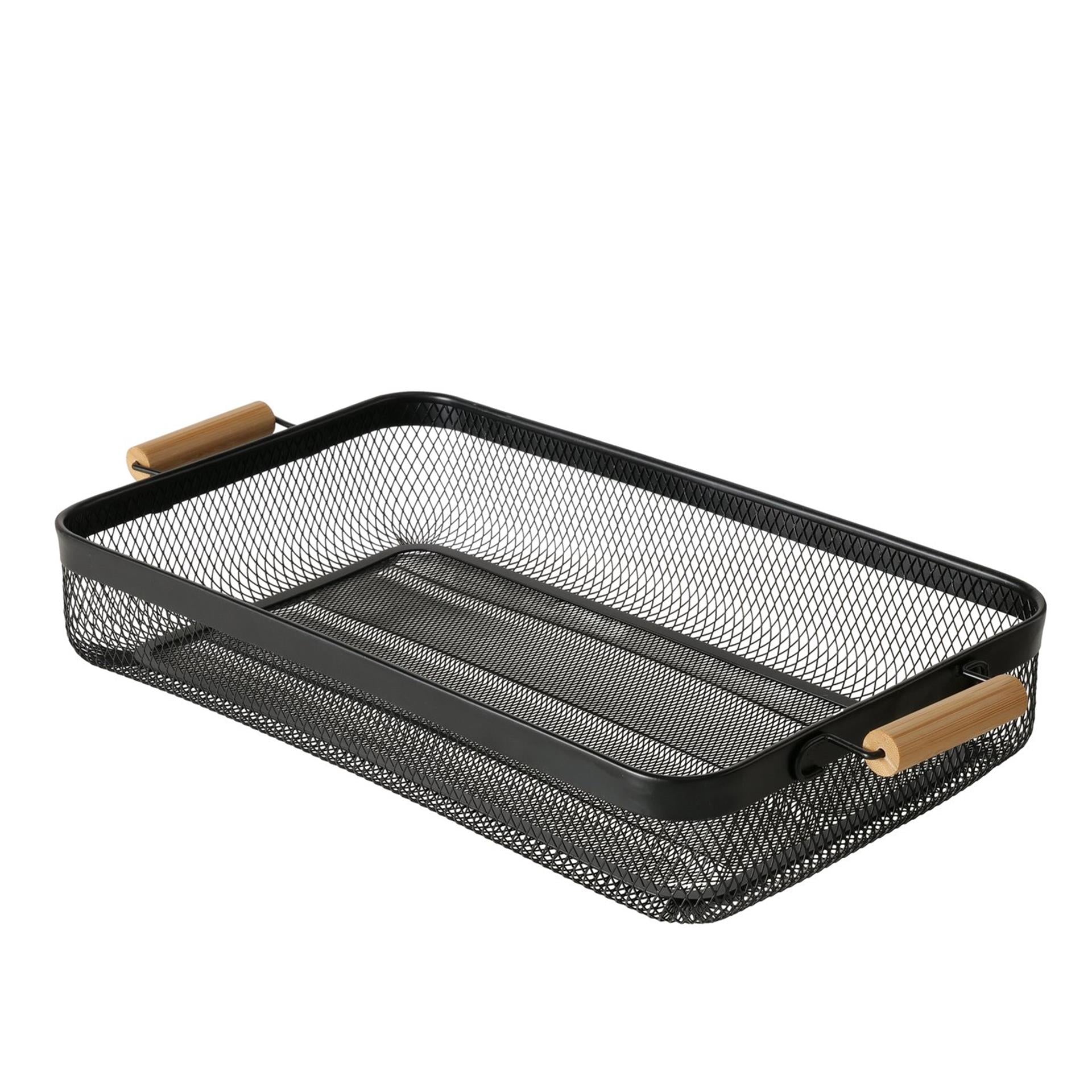 Boltze home plateau métal bois noir 51x27x8cm