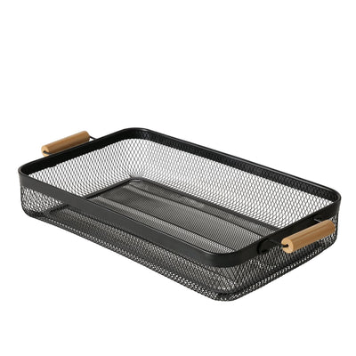 Boltze home plateau métal bois noir 51x27x8cm